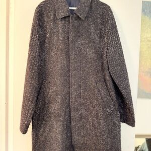 J. Crew Men's Tweed Trench Coat - Black and Gray